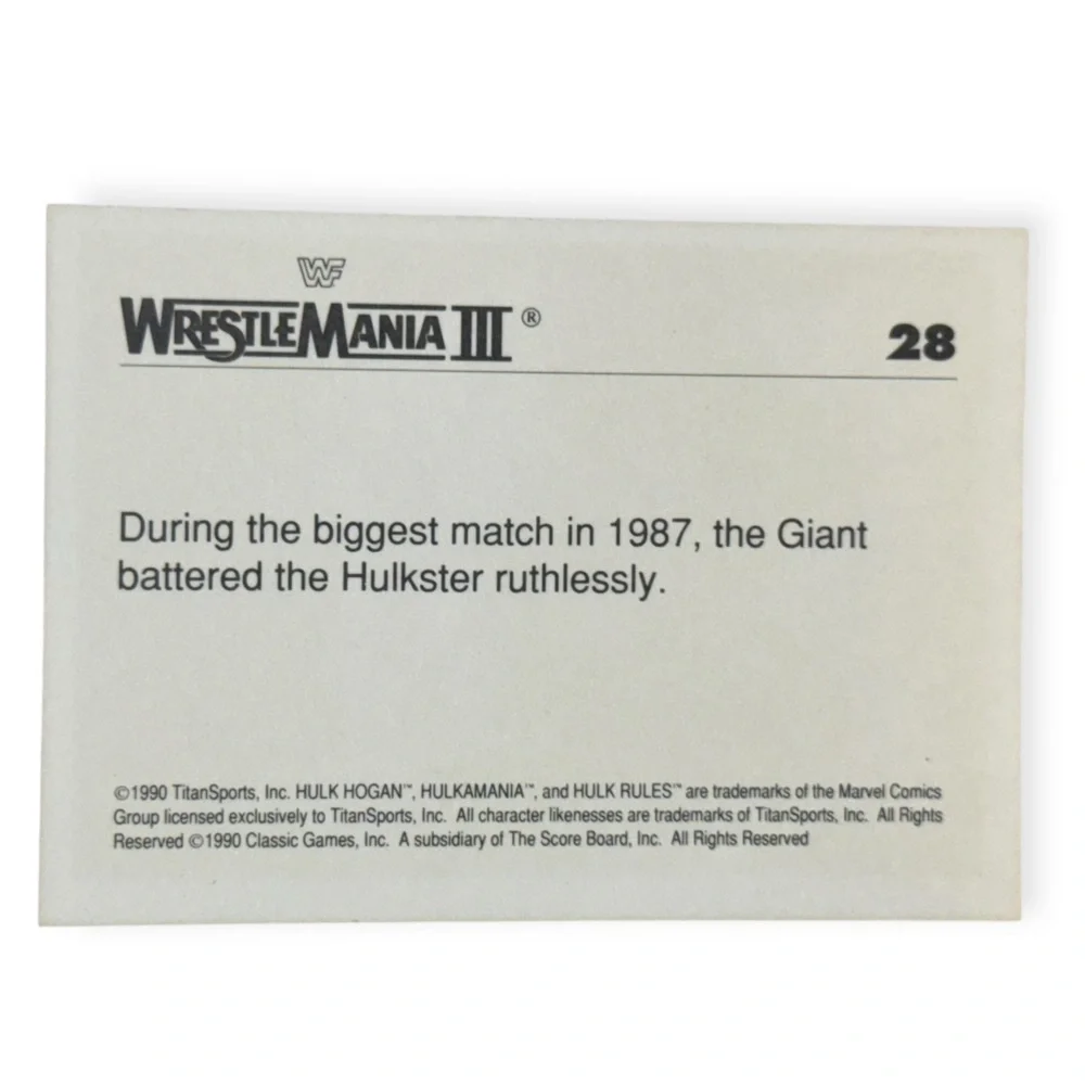 Classic 1990 WWF WrestleMania‎ Hulk Hogan & Andre the Giant Trading Card